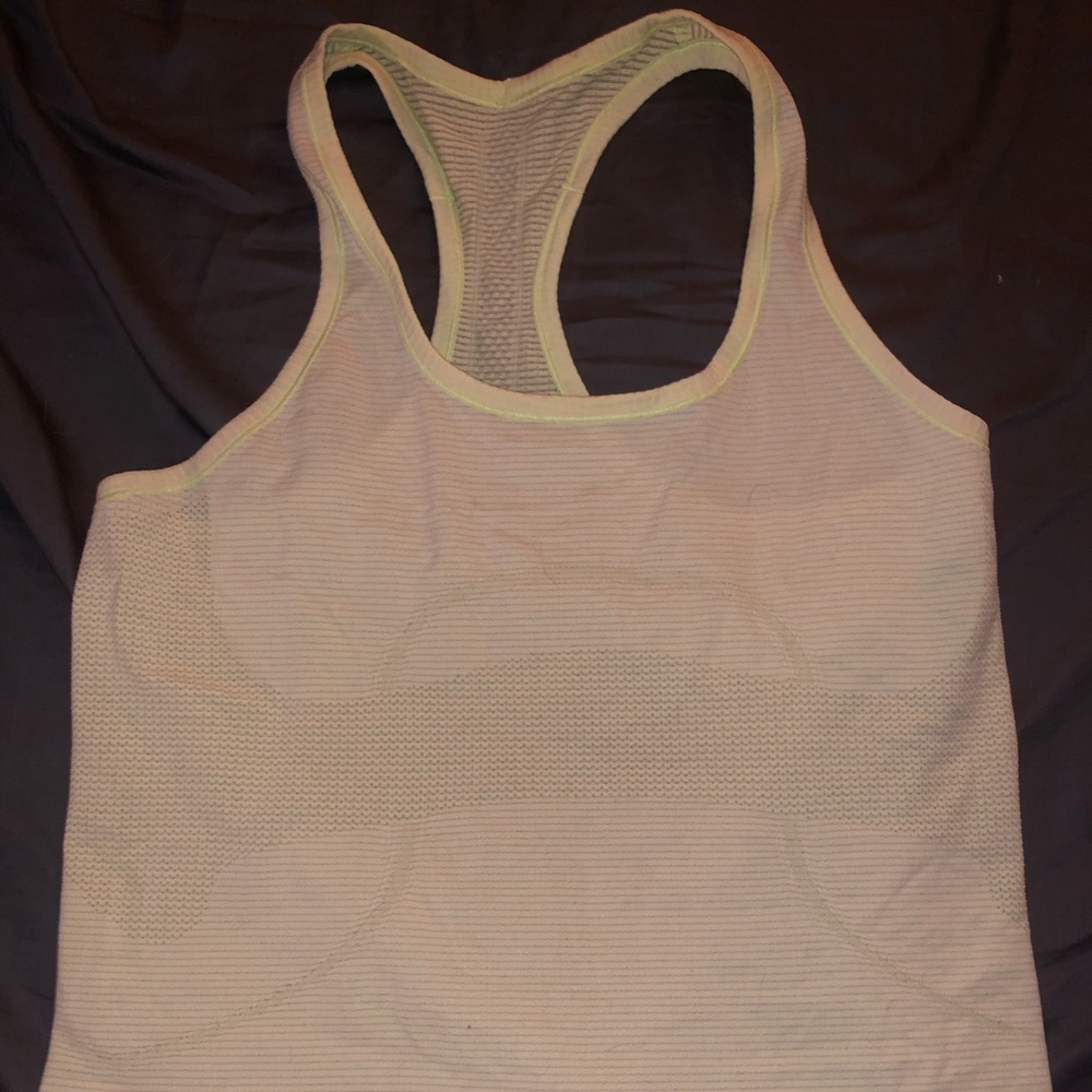 Neon yellow Lululemon swiftly tech tank